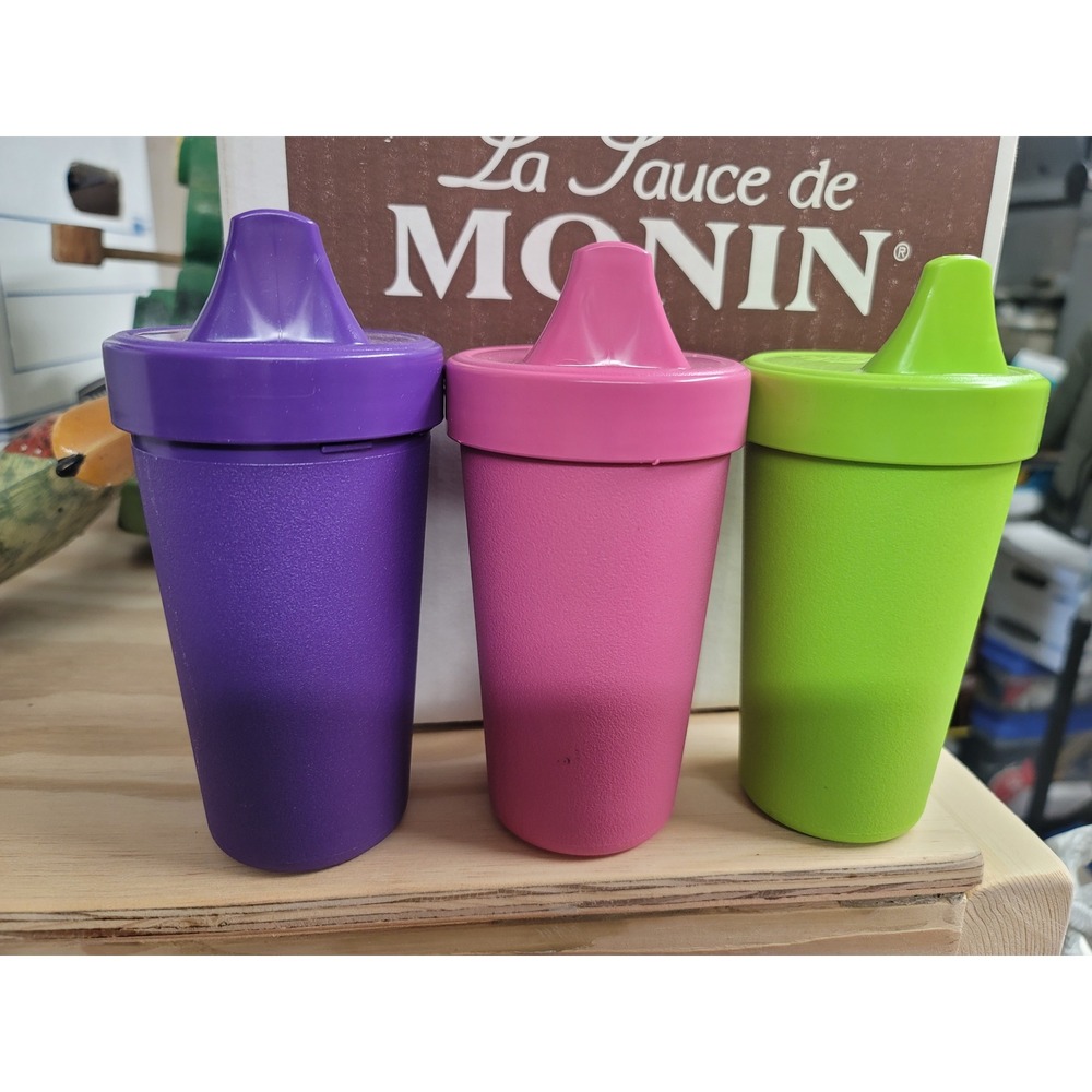 Re-Play Sippy Cups 3 Pack Purple Pink Green‎ Kids Toddler BPA Free USA Made